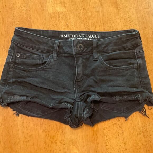 American Eagle Outfitters Pants - American Eagle outfitters size 2 black denim shorts super low shortie